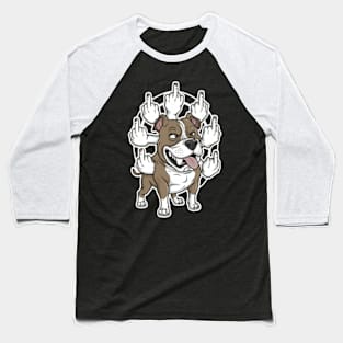 Middle Finger Funny Pitbull dog Baseball T-Shirt